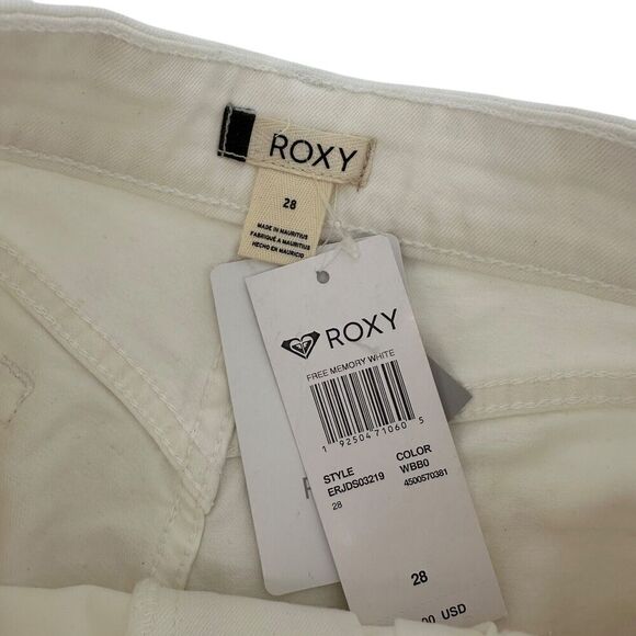 ROXY Jean Shorts White High Rise Womens Size 28 Waist Stretchy Denim Casual Boho - Picture 3 of 5